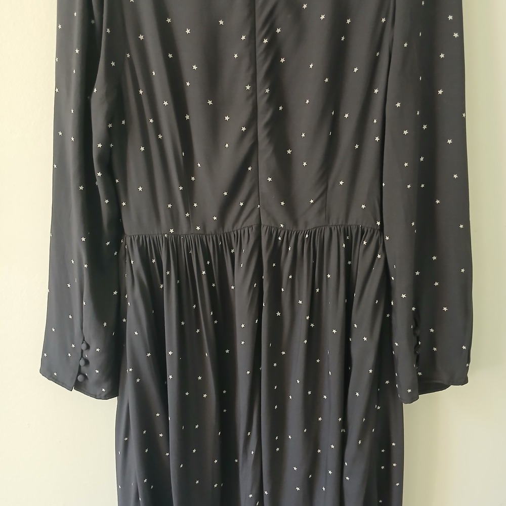 Madewell Women's Size 0 Alicia Long Sleeve Midi Dress in Night Stars Navy Pocket - Picture 12 of 16